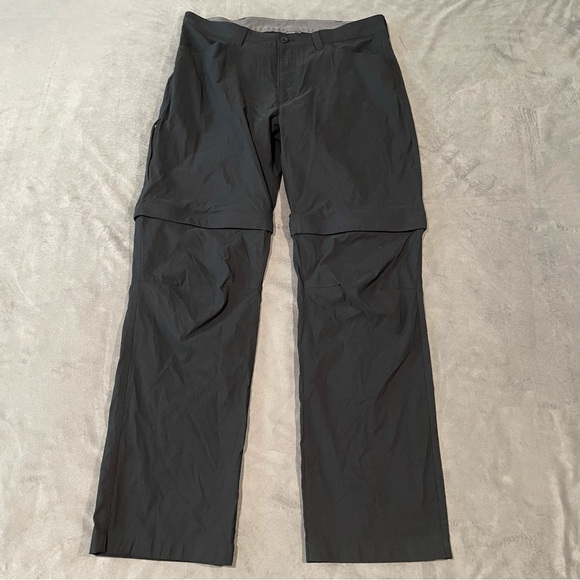 Eddie Bauer Pants Mens 34x32 Black Convertible Tech Hiking Lightweight Tag 36x32 - Picture 1 of 8